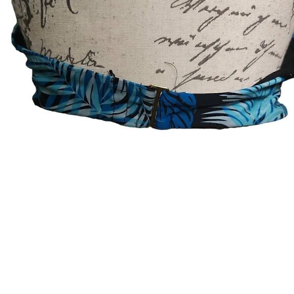 Time & Tru Ladies Size Large Blue Black Palm Print Halter Bikini Top - Picture 5 of 6